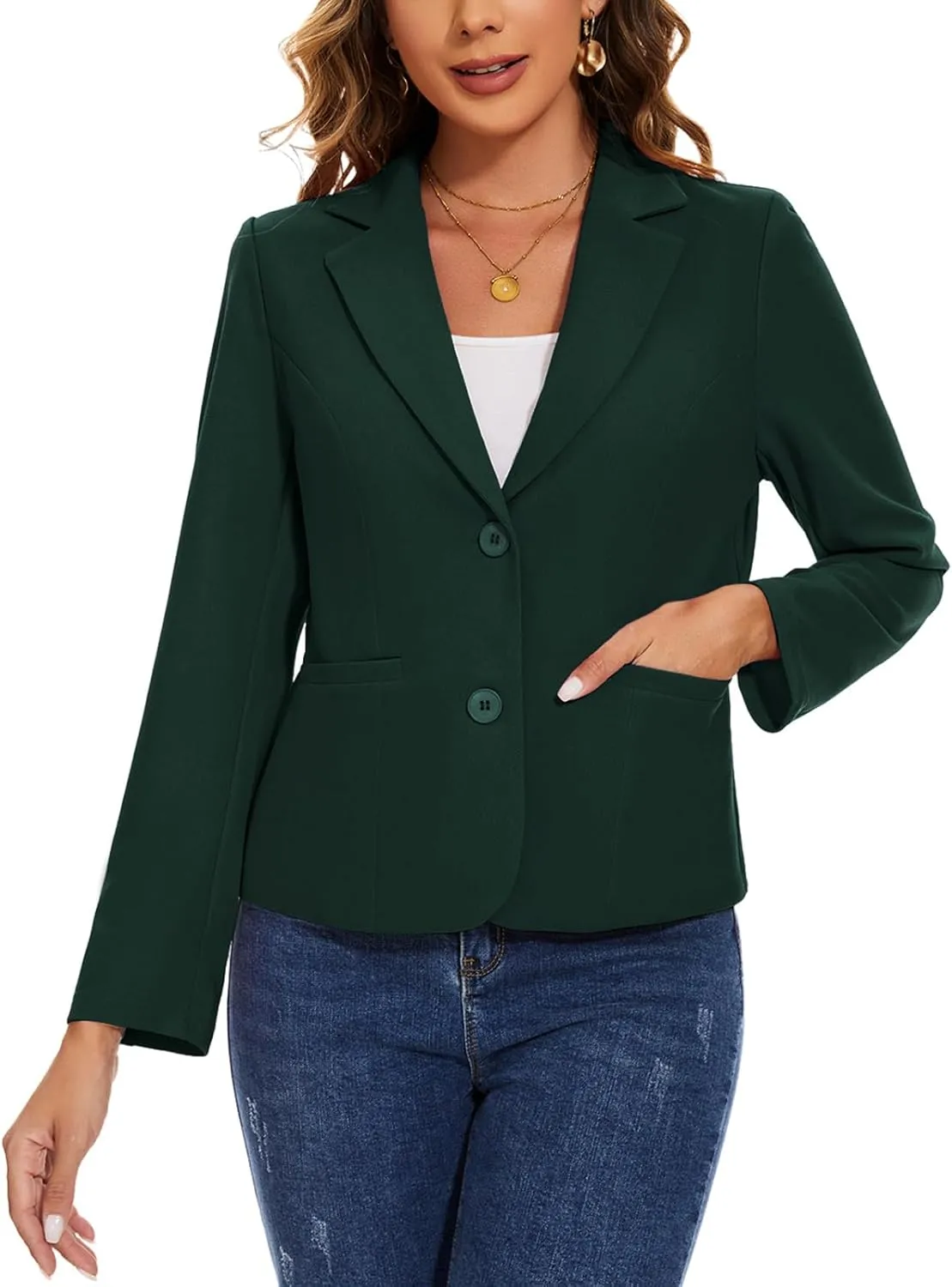 MINTLIMIT Women's Button Front Blazers Long Sleeve Lapel Stretch Casual Office Work Business Blazer Suit Jacket with Pockets