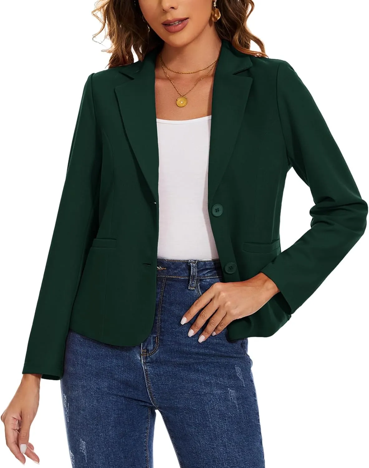 MINTLIMIT Women's Button Front Blazers Long Sleeve Lapel Stretch Casual Office Work Business Blazer Suit Jacket with Pockets