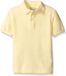 Nautica Boys' Big School Uniform Short Sleeve Polo Shirt, Button Closure, Comfortable & Soft Pique Fabric
