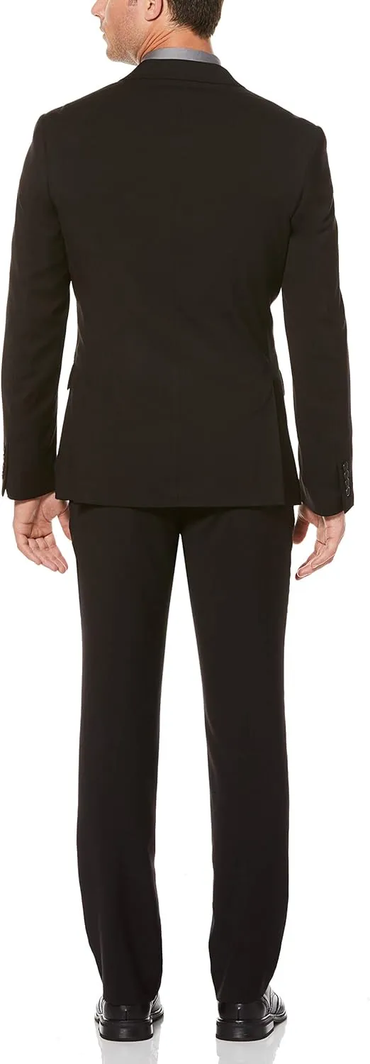 Perry Ellis Men's Solid Stretch Suit Jacket with Chest Pocket, Two-button Closure, Two Front Flap Pockets, Textured Fabric