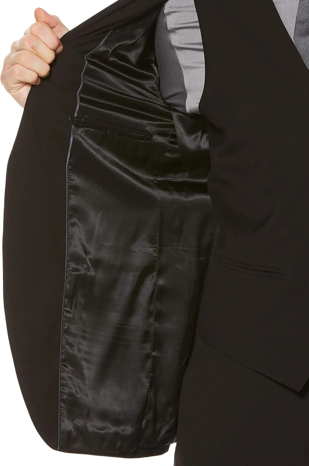 Perry Ellis Men's Solid Stretch Suit Jacket with Chest Pocket, Two-button Closure, Two Front Flap Pockets, Textured Fabric