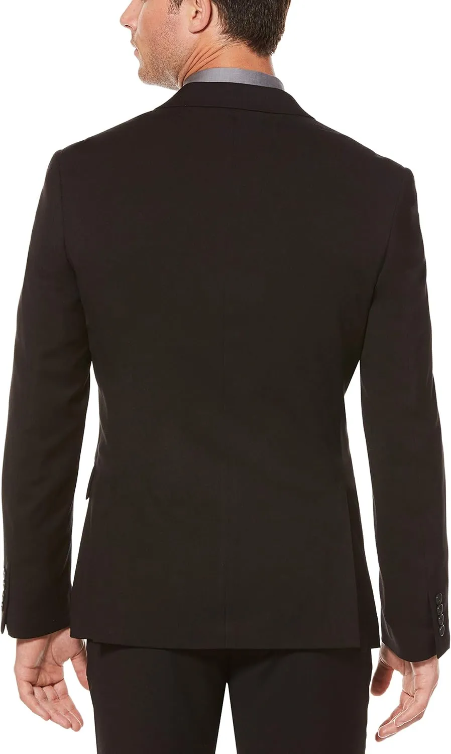 Perry Ellis Men's Solid Stretch Suit Jacket with Chest Pocket, Two-button Closure, Two Front Flap Pockets, Textured Fabric