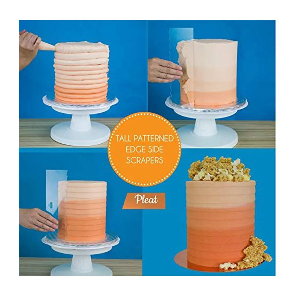 PME Pleat Tall Patterned Edge Side Scraper for Cake Decorating, 10" Transparent