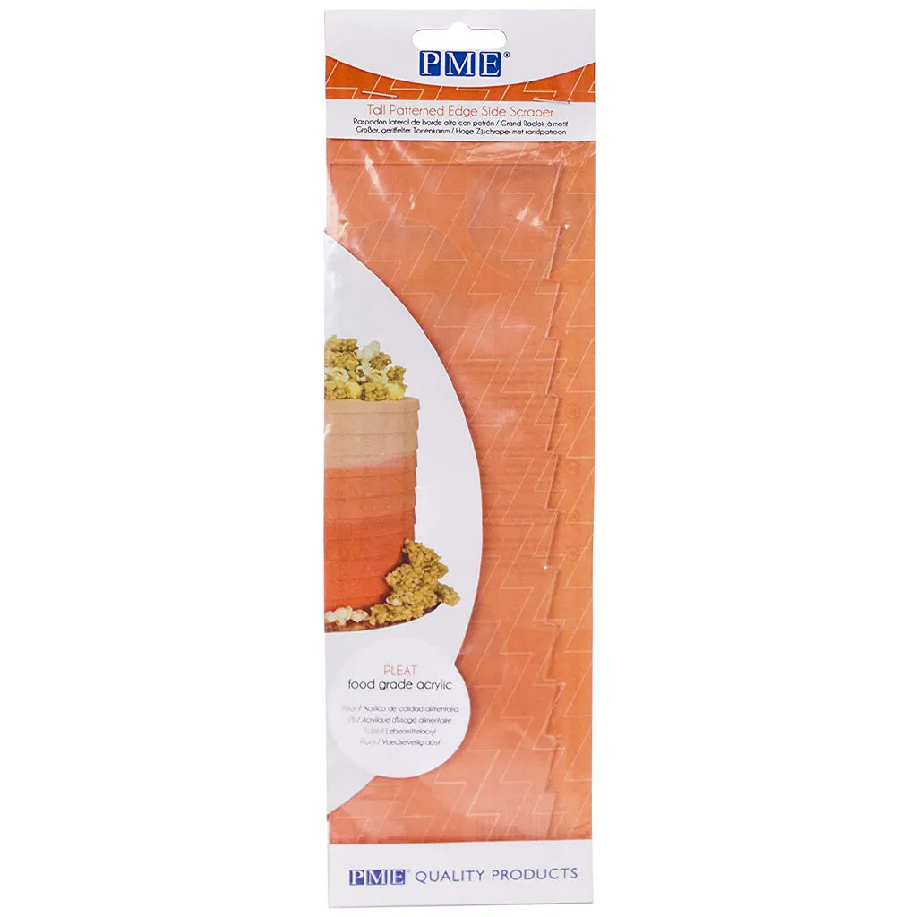 PME Pleat Tall Patterned Edge Side Scraper for Cake Decorating, 10" Transparent