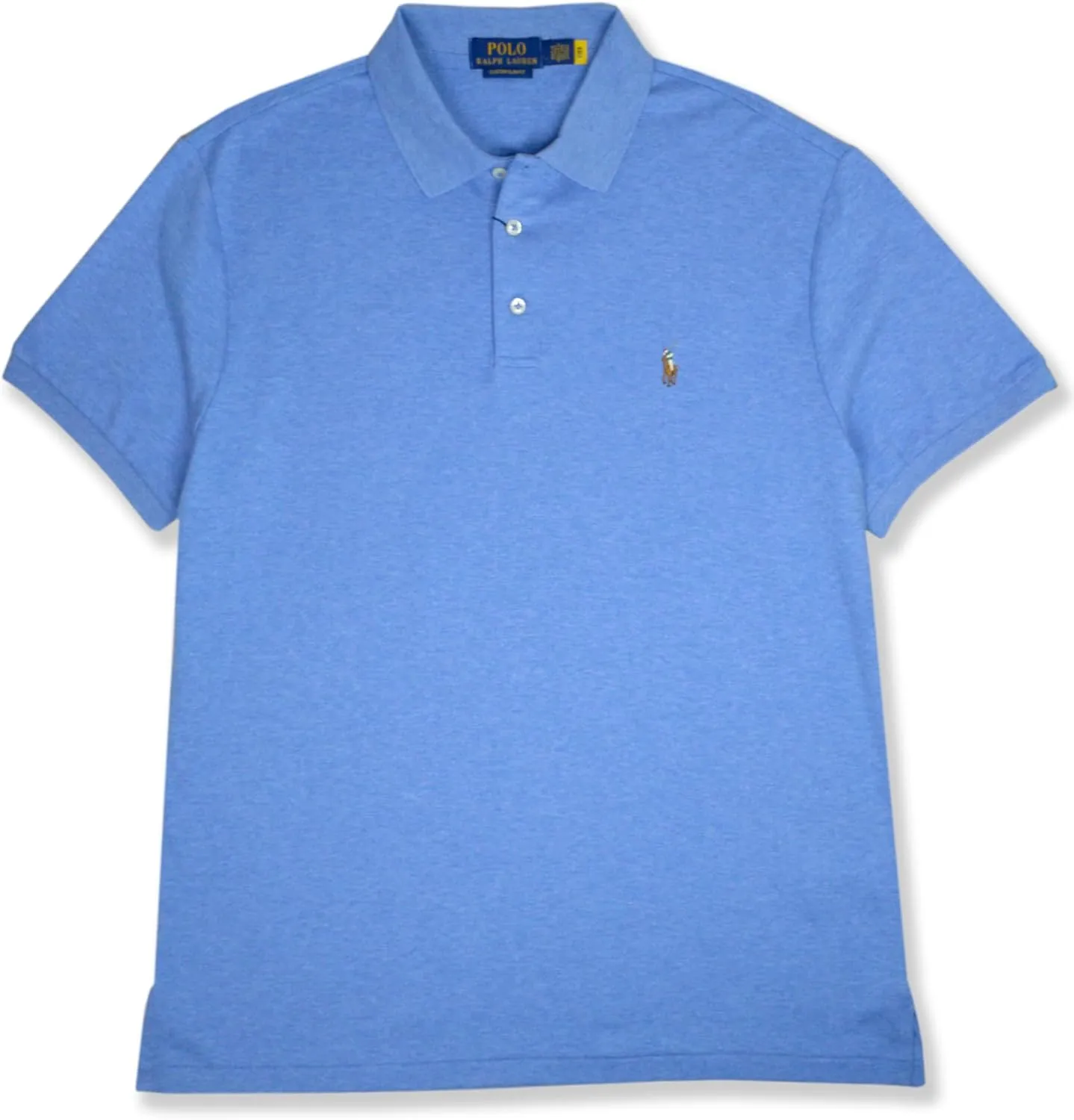 POLO RALPH LAUREN Mens Custom Slim Fit Soft Interlock Cotton Three Button Polo Shirt,