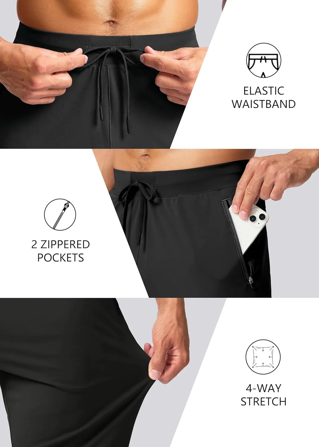 Pudolla Men's Lightweight Sweatpants with Pockets Ultra 4-Way Stretch Soft Joggers for Gym Workout Runing Athletic Pants