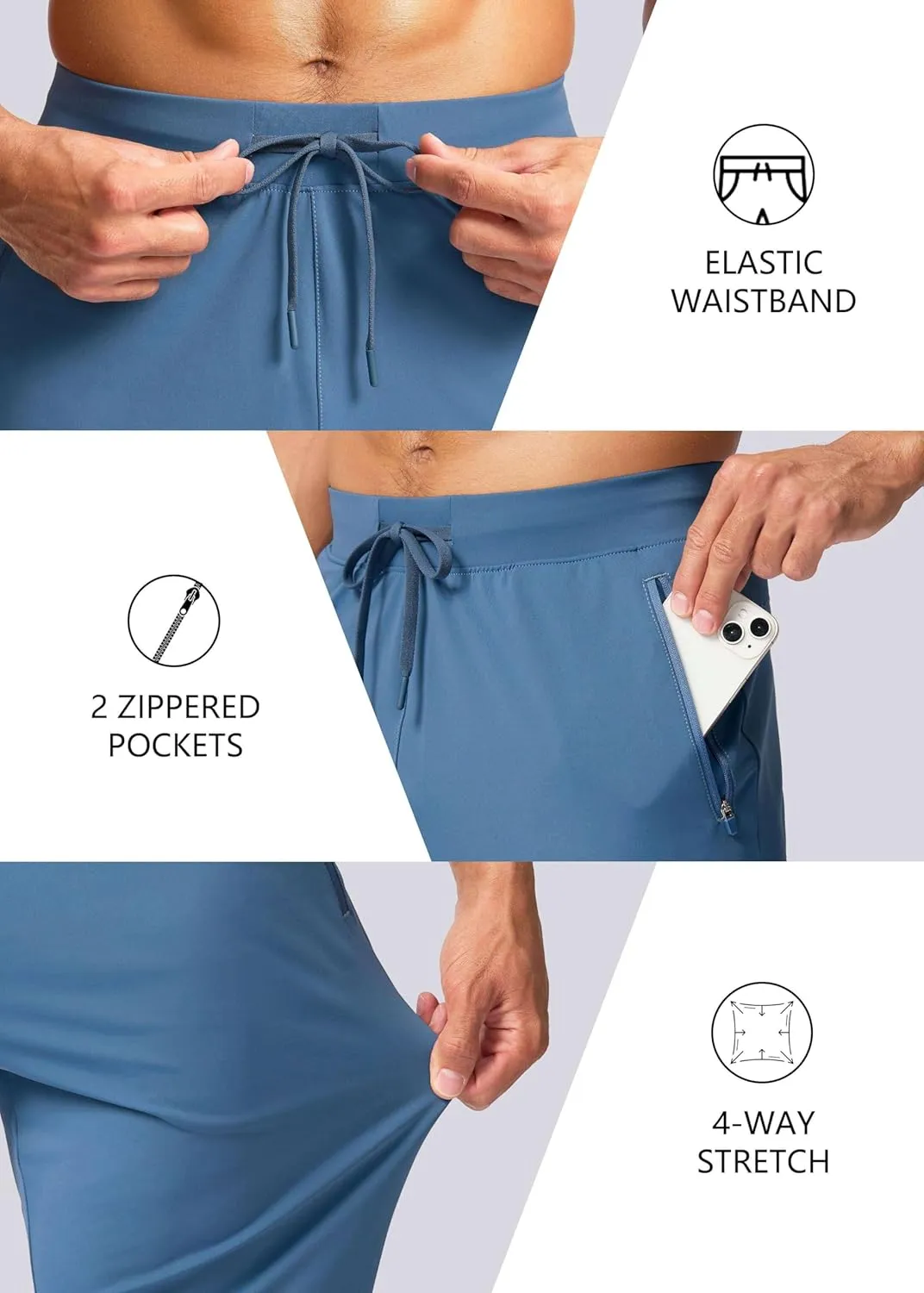 Pudolla Men's Lightweight Sweatpants with Pockets Ultra 4-Way Stretch Soft Joggers for Gym Workout Runing Athletic Pants