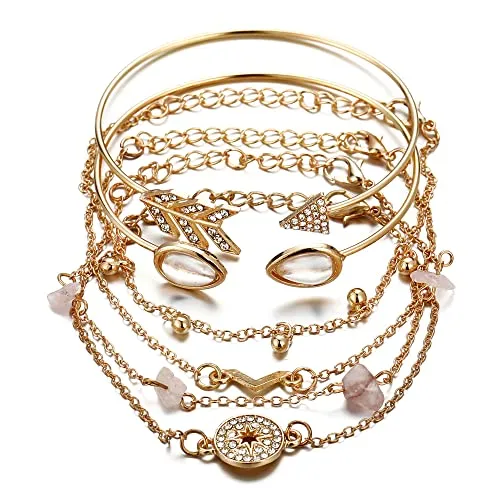 Shining Diva Fashion Latest Stylish Multilayer Gold Plated Bangle Bracelet for Women and Girls (rr14669b) Set of 6