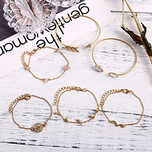 Shining Diva Fashion Latest Stylish Multilayer Gold Plated Bangle Bracelet for Women and Girls (rr14669b) Set of 6