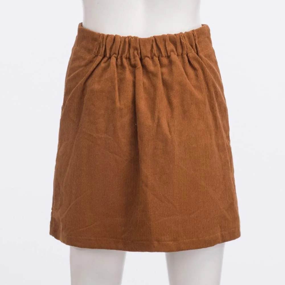 Susupeng Women High Waist Soft Faux Suede Button Down Skirt Slim Back Zip Side Pocket Mini Skirts