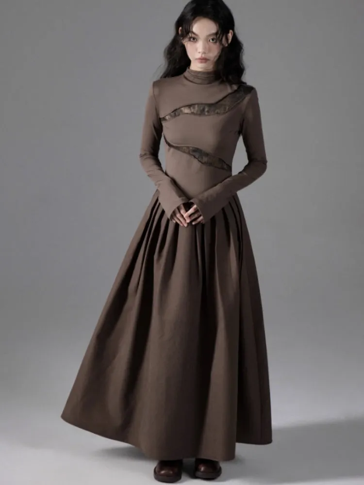 Switching Design Draped Pleated Dress【s0000004396】