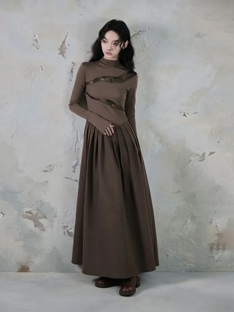 Switching Design Draped Pleated Dress【s0000004396】