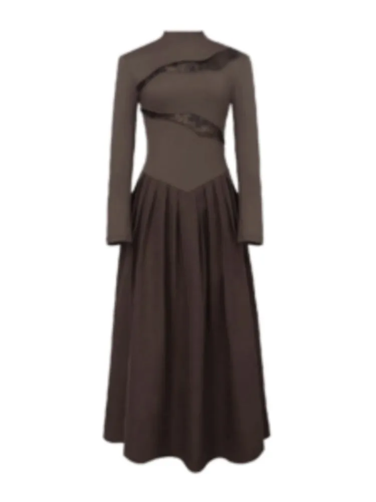 Switching Design Draped Pleated Dress【s0000004396】