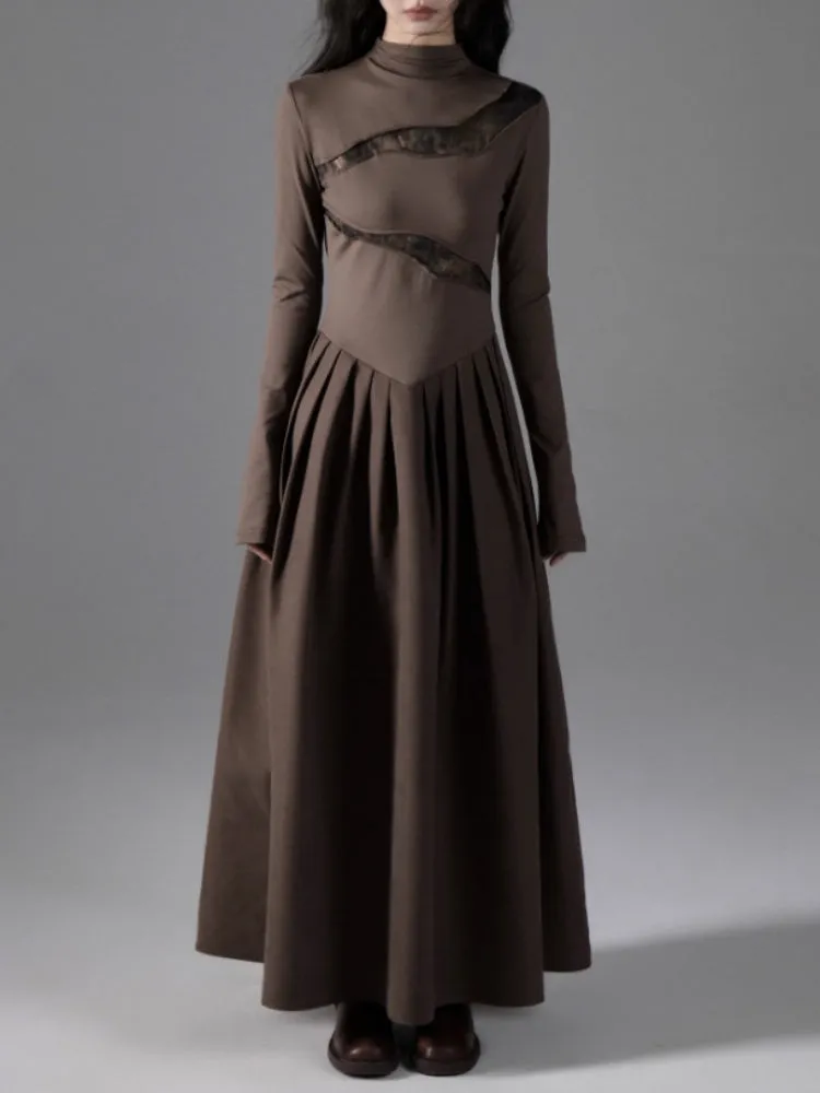 Switching Design Draped Pleated Dress【s0000004396】