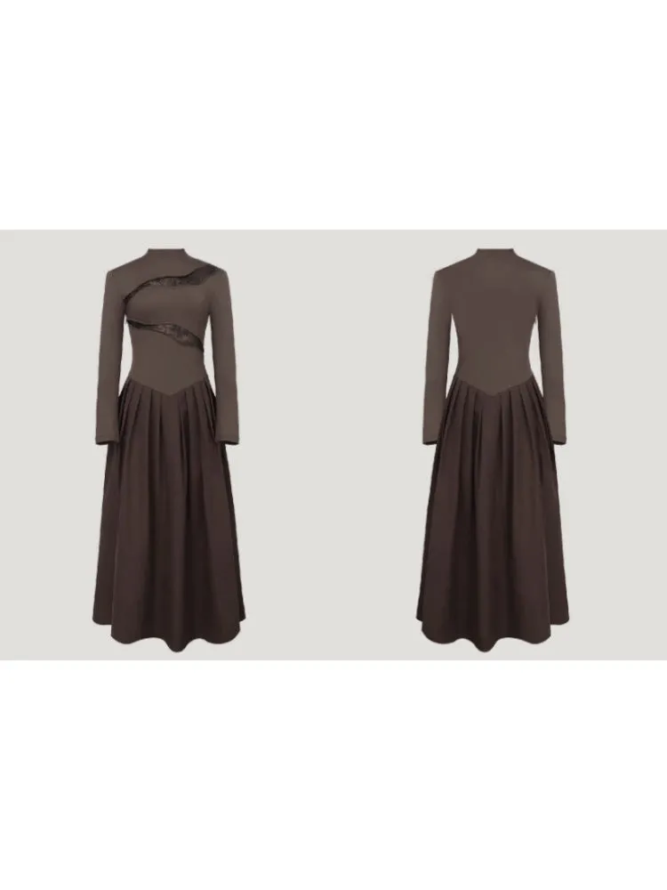 Switching Design Draped Pleated Dress【s0000004396】