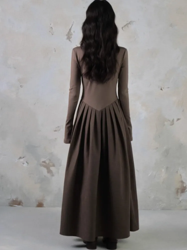 Switching Design Draped Pleated Dress【s0000004396】