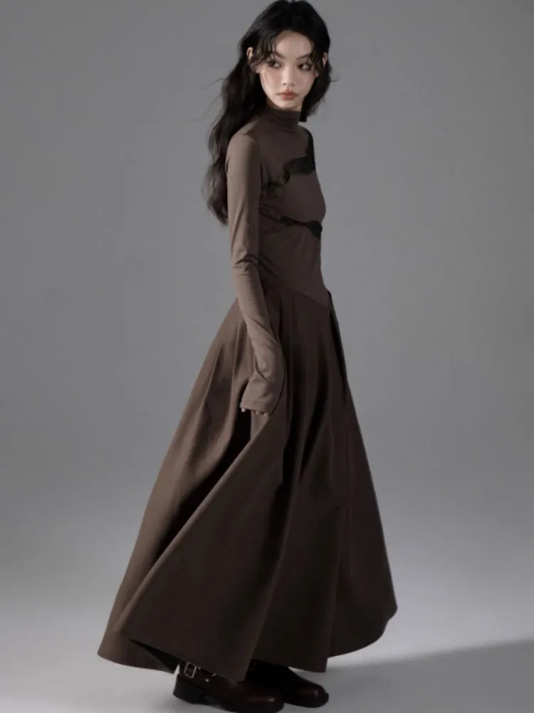 Switching Design Draped Pleated Dress【s0000004396】