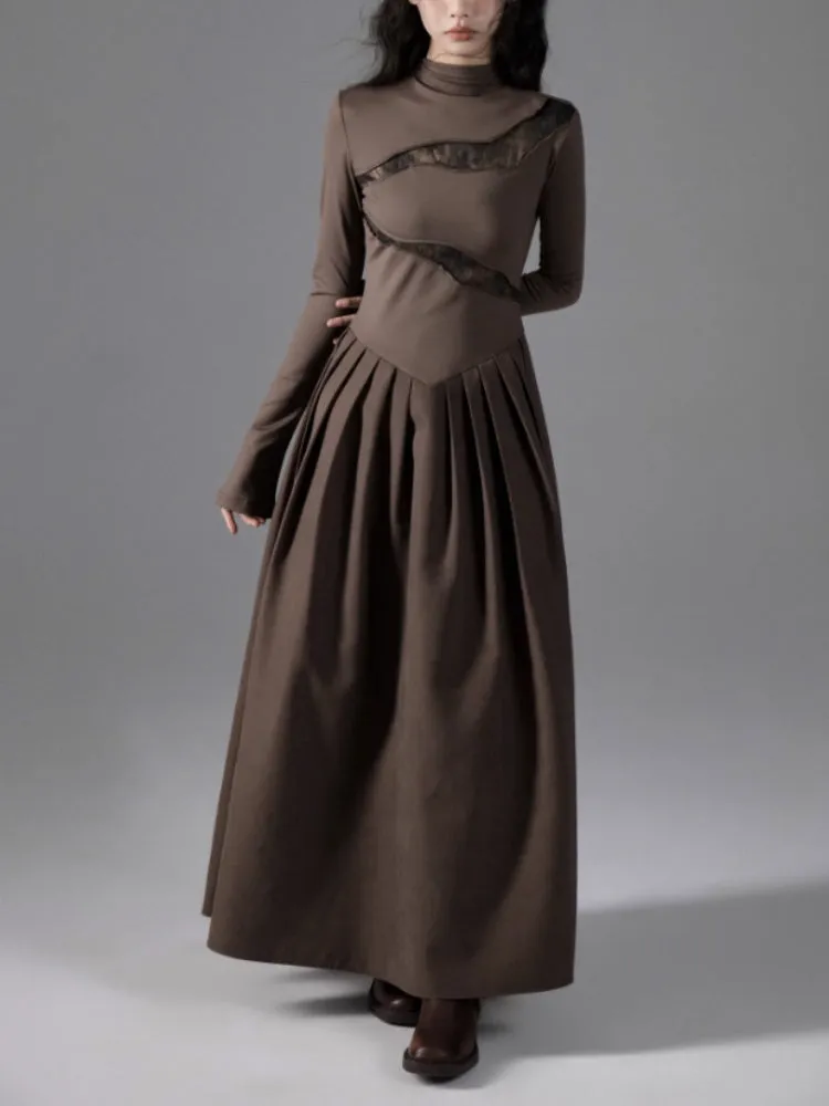 Switching Design Draped Pleated Dress【s0000004396】