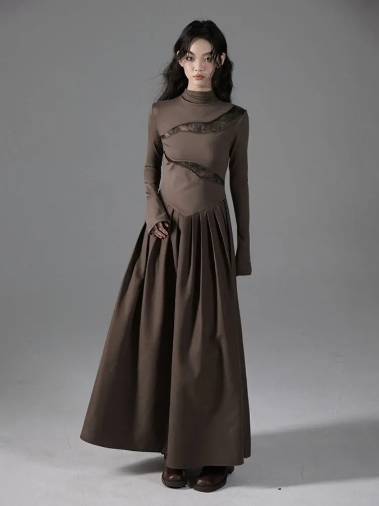 Switching Design Draped Pleated Dress【s0000004396】