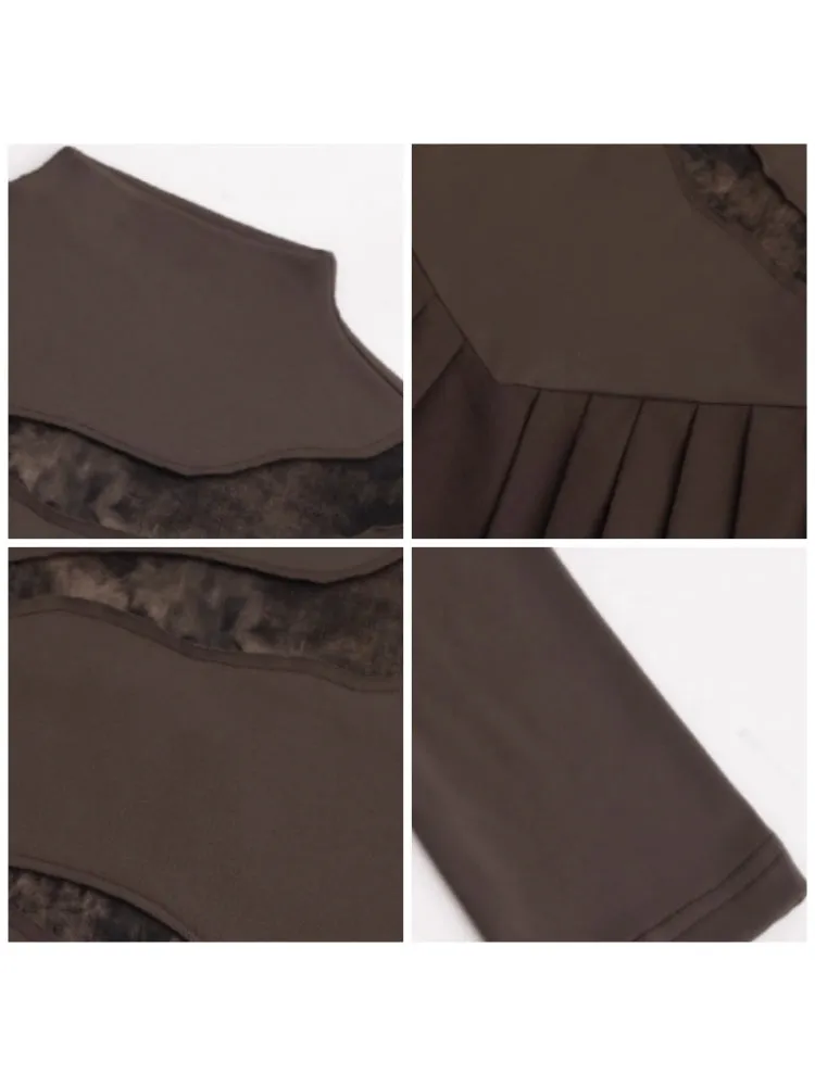 Switching Design Draped Pleated Dress【s0000004396】