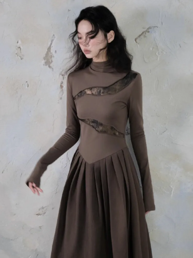 Switching Design Draped Pleated Dress【s0000004396】