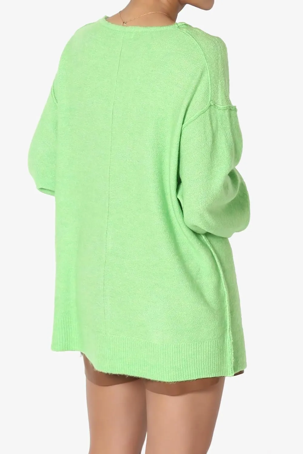 TheMogan S~3X Loose Button Front Long Sleeve Melange Color Knit Cardigan Sweater