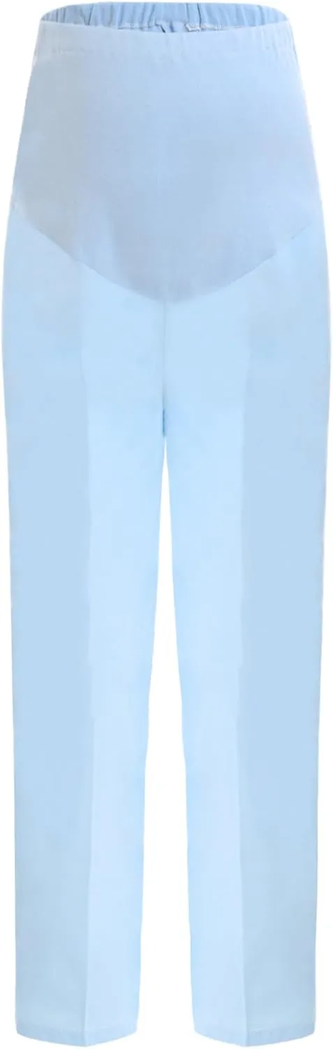 Women's Maternity Pant Workwear Pregnancy Cargo Trousers with Adjustable Elastic Waistband