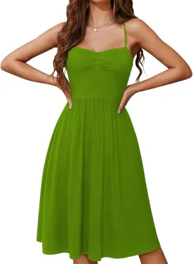 YATHON Summer Casual Dress for Women 2025 Vacation Beach Dresses Adjustable Spaghetti Strap Sundress with Pockets