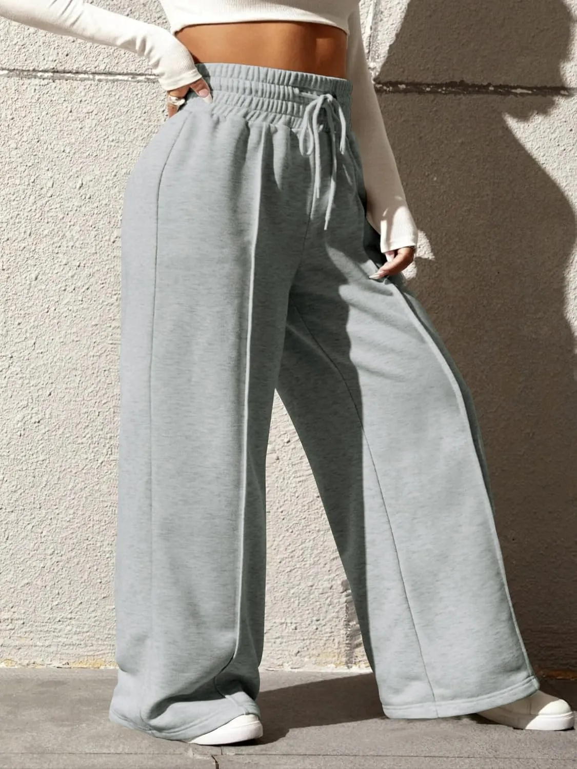 YeGine Women Plus Size Wide Leg Sweatpants Elastic Waist Loose Fit Summer Casual Drawstring Baggy Active Pants