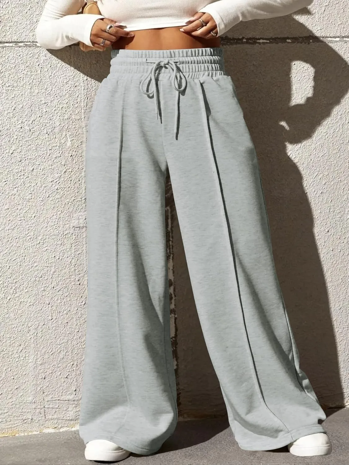 YeGine Women Plus Size Wide Leg Sweatpants Elastic Waist Loose Fit Summer Casual Drawstring Baggy Active Pants