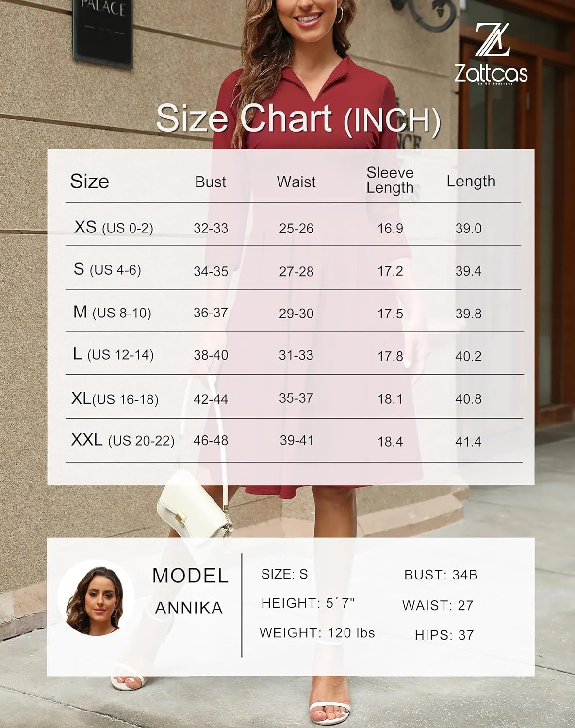 Zattcas Women 2025 Spring Summer Midi Dress Vneck 3/4 Sleeve Business Casual Work Teacher Church Knit Pleated A Line Dresses